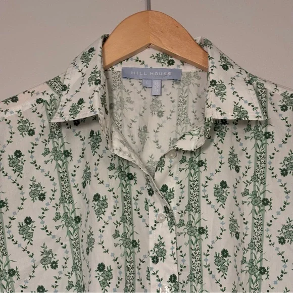 Hill‎ House Women's The James Shirt Green and White Vine Stripe Large - Picture 5 of 11